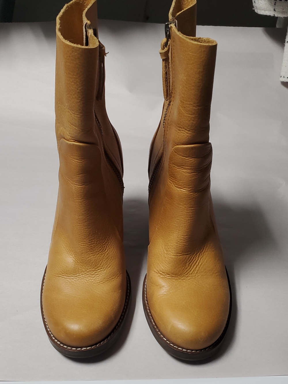 Latigo FRIENDS Tan Leather Block Heel Booties Size 7.5 BoHo 70s Western Romance - Picture 10 of 16
